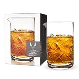 Viski Crystal Cocktail Mixing Glass, Thick Base for Stability, Bartender Tool and Accessory, 500ml,...