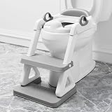 Potty Training Seat with Step Stool Ladder for Kids and Toddler,Wiifo Sturdy Potty Ladder with Soft Padded Cushion for Toddler Boys and Girls(Light Grey) 2025 New Version