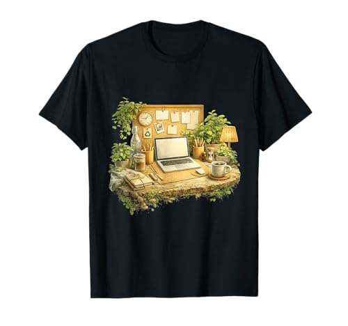 Eco Inspired Cozy Workspace Illustration T-Shirt