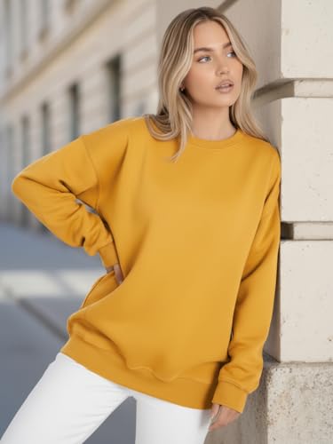 Image of LEOTUDE Women's Boyfriend Fit Loopknit Sweatshirt | Full Sleeve Drop Shoulder | Sweatshirt for Women