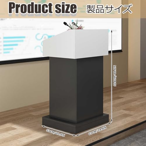 Genérico Atril Moderno de Madera para presentaciones, aulas y Eventos, Soporte Profesional para oradores con cajón, Ideal para educadores y oratoria (53x63x124 cm).