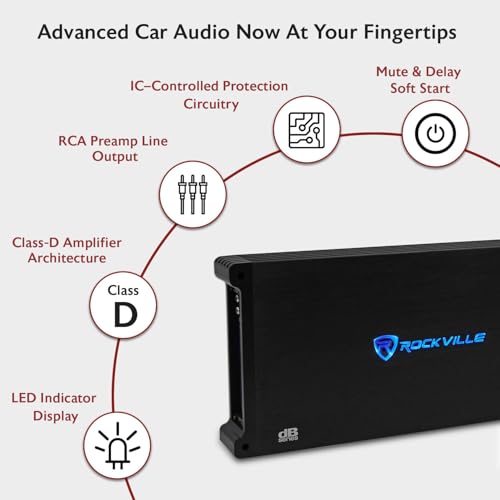 Rockville dB16 8000 Watt Peak/2000w RMS Mono 2 Ohm Amplifier Car Audio Amp by Rockville - Image 7