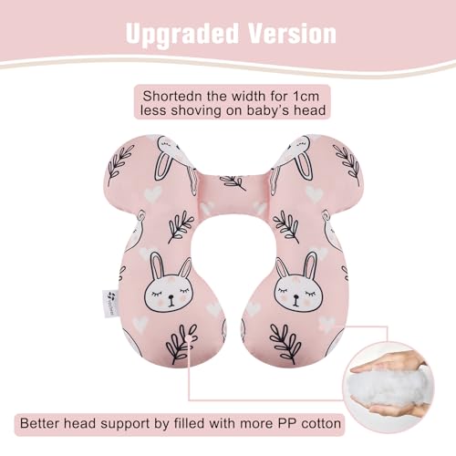 Image of vocheer Baby Travel Pillow(Upgraded), Head and Neck Support Pillow for Pushchair, Car Seat,Stroller, Bouncer, Cotton (White Bear)