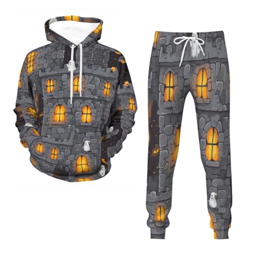 Survêtement à capuche homme coupe ample anti-frottement du S au 6XL motif citrouille