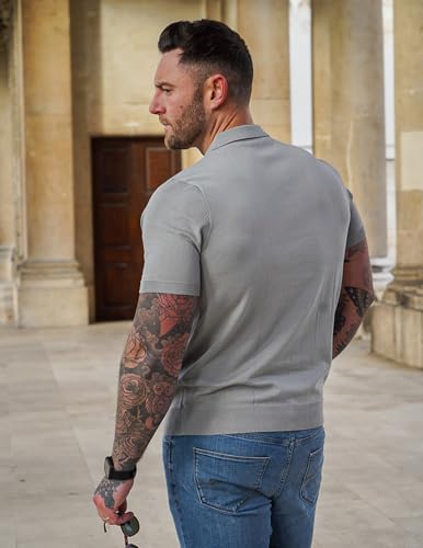 Image of COOFANDY Men's V Neck Short Sleeve Stretch Knit Polo Shirt