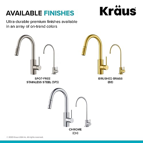 KRAUS Oletto Pull-Down Kitchen Faucet and Purita Water Filter Faucet Combo in Chrome, KPF-2620-FF-100CH - image 8