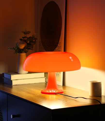 Anykonio Orange Mushroom Lamp, Mid Century Modern Table Lamp for