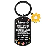 Ibiwe Best Friend Birthday Keychain for Women Stainless Steel Key Chain for BFF Friends Keychain Gift for Women Men Bff Couples Dad Mom Birthday Graduation Friendship Jewelry