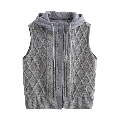 CUFEZN Women's Cable Knit Quilted Vest 2026 Spring Lightweight Casual Retro Layered...