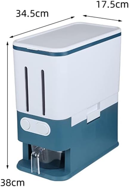 10L Large Plastic Airtight Cereal Dispenser, Kitchen Rice Storage Bucket Flour Nuts Seasoning Container Box(Blue)