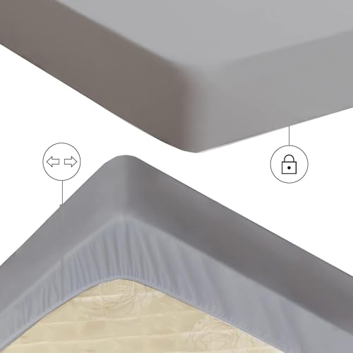 Image of Waterproof Soft Terry Cotton Mattress Protector /Breathable Elastic Fitted Style /Bed Cover Single 48 inchX75 inch / 4ft X 6.25ft /122 x190 cm,Light Grey