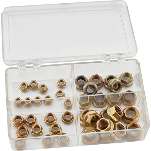 Speedway Motors Speed Fast Jet Nut Assortment Kit, 40 Piece Self-Locking All-Metal Lock Nut Set with Built-in Washer Face for Automotive, Racing, and Mechanical Hardware Fasteners