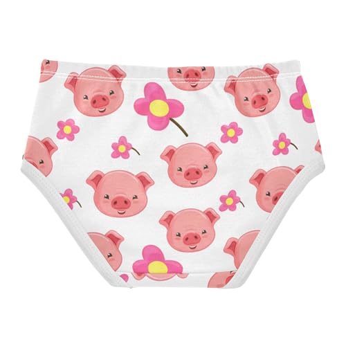 Cute Cartoon Pig Print Floral Panties for Girl Toddler Underwear Floral Cotton Colorful Briefs Undies Kids 2t2
