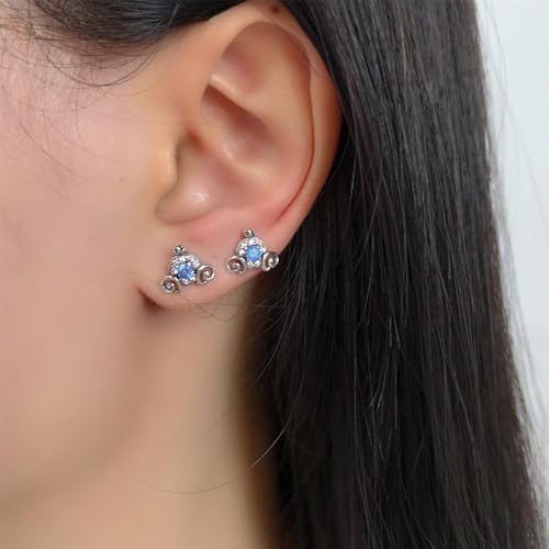 Cute Pumpkin Carriage Stud Earrings for Women 925 Sterling Silver Cubic Zirconia Vintage Lucky Princess Tiny Small Studs Cartilage Hypoallergenic Holiday Birthday Halloween Jewelry Dainty Gifts Daughter Niece2