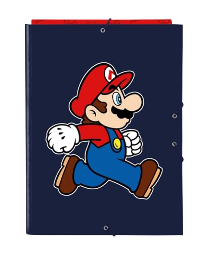 SUPER MARIO TRICK - Carpeta Folio con 3 Solapas, Ideal para