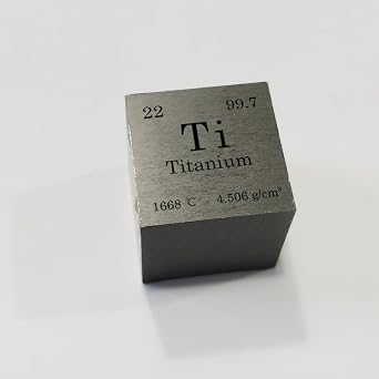 Chamfered Titanium Cube, High Purity Ti Metal Cube, Precision-Machined, Aerospace Grade, Educational & Industrial Use 0.5 Inch