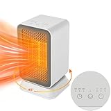 AIDENOEY Space Heater with 3 Modes，1000W Energy Efficient Quiet Mini Portable Heaters, 45°PTC Ceramic Fast Heater with Timer & Auto Shut Off Function for Office Home Indoor Use (White)