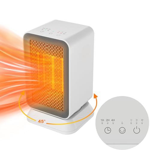 AIDENOEY Space Heater with 3 Modes，1000W Energy Efficient Quiet Mini Portable Heaters, 45°PTC Ceramic Fast Heater with Timer & Auto Shut Off Function for Office Home Indoor Use (White) by AIDENOEY - Used condition - US$20.39