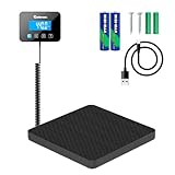 Paketwaage - 200 kg/10 g - Hochpräzise Plattformwaage mit Halte-/Tara-Funktion/LCD - Postwaage perfekt für Pakete, Gepäck, Heimgebrauch - Batterie & Kabel enthalten - Gepäckwaage - Schwarz Matt