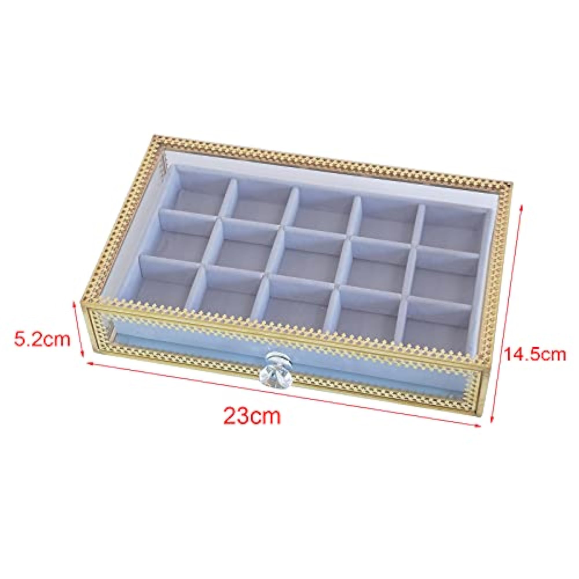 Velvety Glass Jewelry Organizer Box, Storage Showcase