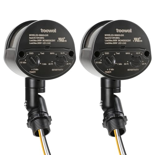 2 Pack Motion Sensor, 180-Degree Replacement Motion Detector, Adjustable Time & Detection Sensitiity Up to 60 Feet Range, 3 Working Modes Pir Motion Sensor for Security Floodlight, Black, UL Listed