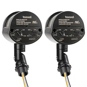 2 Pack Motion Sensor, 180-Degree Replacement Motion Detector, Adjustable Time & Detection Sensitiity Up to 60 Feet Range, 3 Working Modes Pir Motion Sensor for Security Floodlight, Black, UL Listed