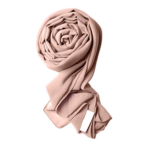Voile Chic 8 Colors Pink Taupe Premium Chiffon Wrap Head Scarf (Non