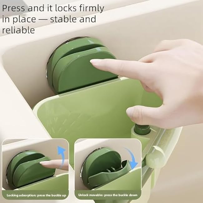 Suction Cup Sink Corner Rack, Plastic Sink Storage Rack Holder, Triangular Sinks Basket Shelf with Suction Cup Sucker, Corner Hanging, Rust Resistant, for Kitchen Bathroom Dishware (Green+Yellow)