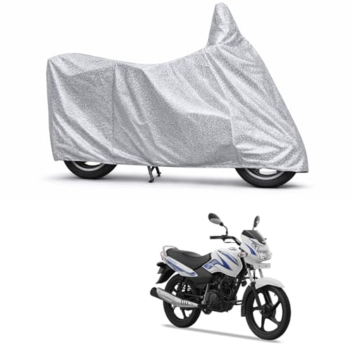 Image of 100% Waterproof Two Wheeler Body Cover Multi Layered Fabric Designed for TVS Sport KS | Belt Buckle Lock | Silver Mag