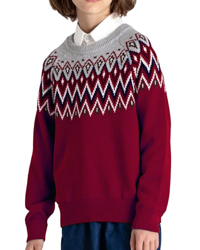Image of BOBOYOYO Boys Sweaters 100% Cotton Cable Knit Kids Sweater Striped Pullover