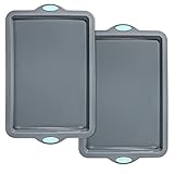Webake Silicone Sheet Cake Pan, 14 Inch Silicone Sheet Pans 2 Pack Cookie Sheet Jelly Roll Pan Rectangular Cooking Sheet Baking Trays for Oven