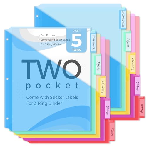 Intercalaires en plastique avec deux poches et double rangement amovible