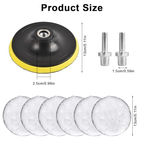 Image of STHIRA 5Pcs Wool Polishing Pad Set with Drill Backing Plate, 5'' Wool Buffing Pads for Car Detailing, Waxing, Paint Correction and Mirror Finish