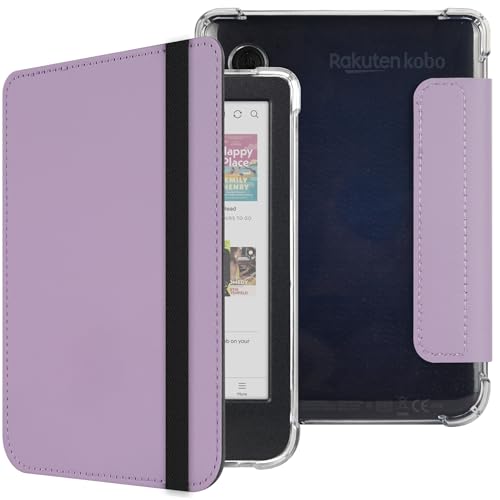 HGWALP Funda Compatible con 6" Kobo Clara Colour/Clara BW(2024)/Clara 2E(2022) Released,Cuero PU avanzado + Tapa Trasera TPU Transparente y Suave con Dormir/Despertar automático-Morado
