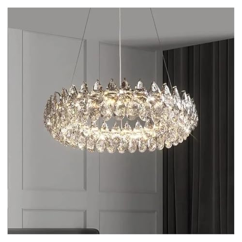 LYMSXAZOU Modern LED Ceiling Chandelier with K9 Crystal for Living and Dining Room, Dimmable Pendant Lamp Enhances Home Decor