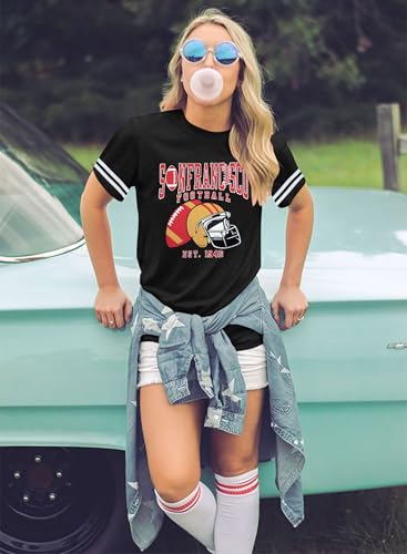 Football Shirt Women Game Day Shirts Football Season Number 87 Shirt Casual Season Short Sleeve Tops2