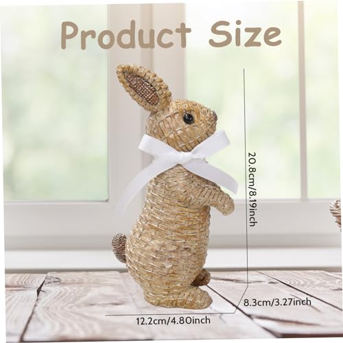 Figurine de lapin de Pâques en résine avec nœud de 21 cm pour déco