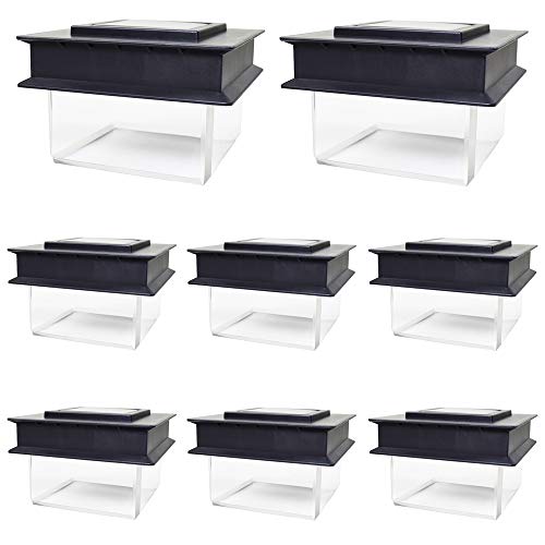 Weekly Top Sale 8 Pack Black Outdoor Garden 4 x 4 Solar 8 SMD LED Translucent Post Deck Cap Square Fence Light Landscape For Wood Only