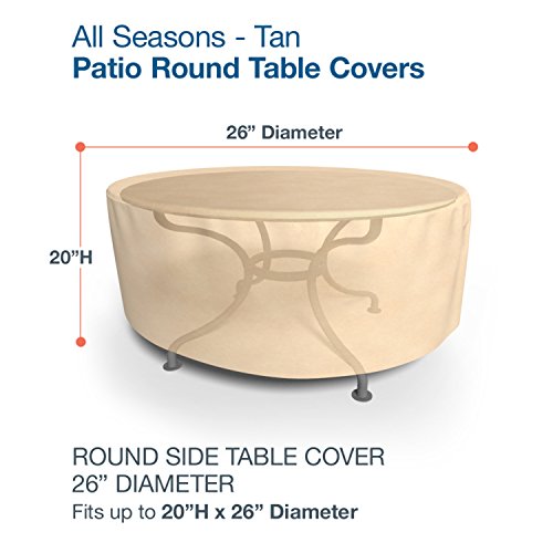 Budge P4A07SF1 All Seasons Round Patio Table Cover Lightweight, UV-Resistant, Extra Small, Tan - Thumbnail 2
