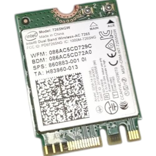 Intel 7265NGW Dual Band Wireless-AC 7265 802.11ac, 2x2 Wi-Fi + Bluetooth 4.0 Card