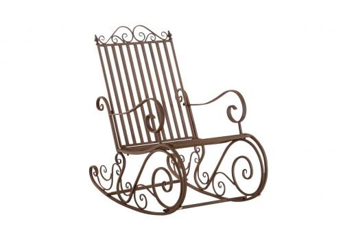 CLP Eisen-Schaukelstuhl SMILLA im Landhausstil I Schwingstuhl mit hoher Rückenlehne I erhältlich, Farbe:braun
