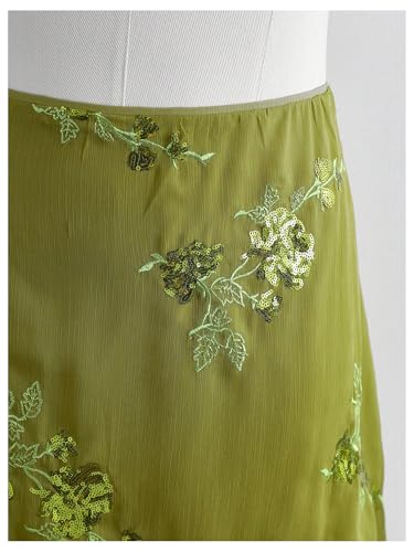 MakeMeChic Women's Plus Size Mini Skirt Floral Embroidery Sequin Mesh A Line Y2K Elegant Skirts3
