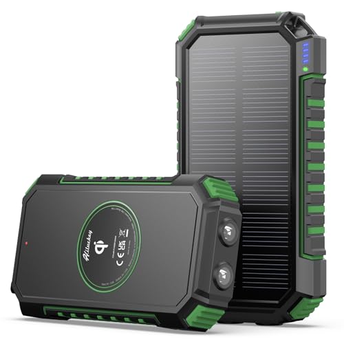 Hiluckey Cargador Solar Power Bank - 26800mAh Batería Externa Solar Inalámbrica Power Bank USB C...