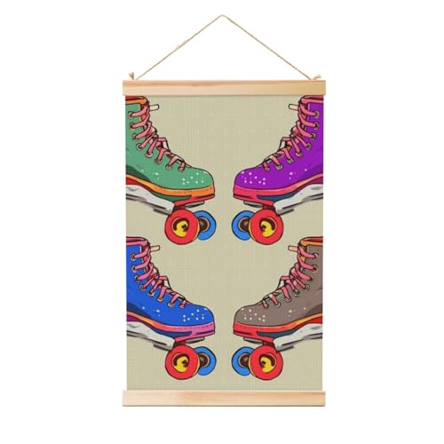 Peinture patins à roulettes rétro idée cadeau décoration intérieure
