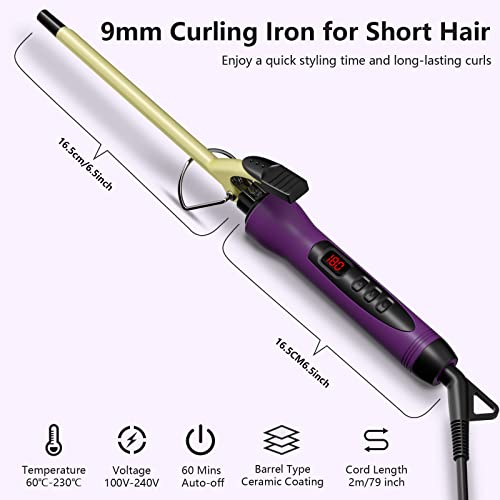 3/8 Inch Small Curling Iron, Saosa 9Mm Thin Curling Iron Wand For Short & Long Hair, Ceramic Small Barrel Curling Iron With Adjustable Temperature #TOP2