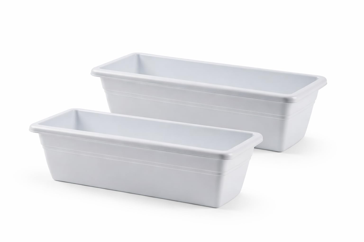 Muddy Hands White Pack Of 2 - Garden Trough Planters Rectangular Window Box Flower Herb Vegetable Plant Pots Outdoor Balcony Patio Planters (, 40Cm)