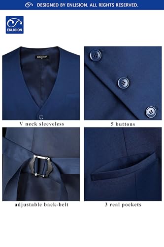 Image of Enlision Men's Suit Vest Business Formal Dress Waistcoat Solid Color Vest for Suit or Tuxedo