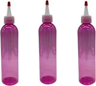 Natural Farms 3 Pack – 8 oz -Pink Cosmo Plastic Bottles – Natural Yorker with Red Tip - for Essential Oils, Perfumes, Cleaning Products