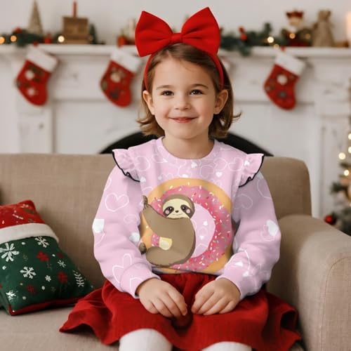 Girls Ruffle Crewneck Pullover Loose Long Sleeve Sweatshirts Elastic Lightweight Kids Casual Crewneck Sweatshirt4