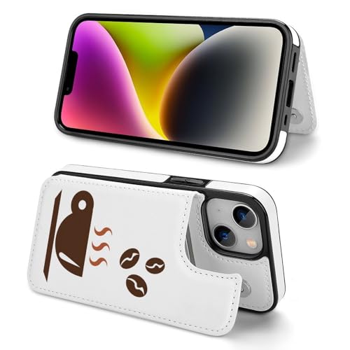 適用 iPhone17ProMax用ケース 手帳型 コーヒー豆とホットコーヒー スマホケース カード収納 スタンド機能 アイフォン17ProMaxケース 耐衝撃 PUレザー カバー 財布型 Case